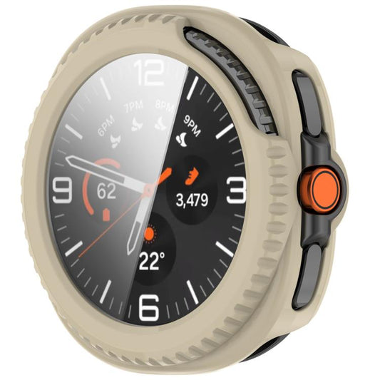 For Samsung Galaxy Watch8 Classic 46mm Tempered Film Integrated PC Watch Cover(Ivory White) by bashfashion