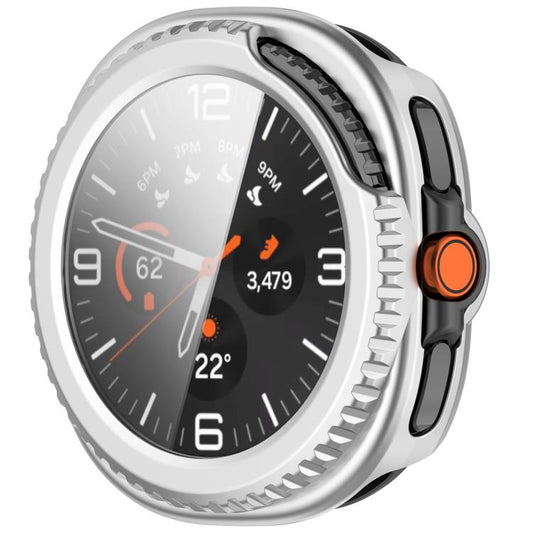 For Samsung Galaxy Watch8 Classic 46mm Tempered Film Integrated PC Watch Cover(Frosted Silver) by bashfashion