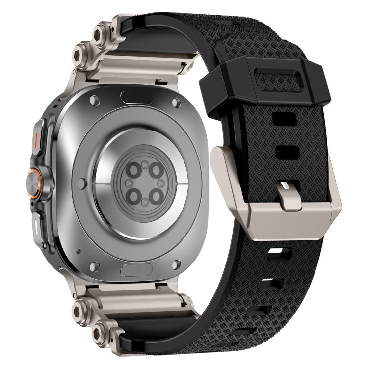 For Samsung Galaxy Watch Ultra 47mm / Ultra 2025 Metal Watch Connector Silicone Watch Band(Titanium Black) by bashfashion