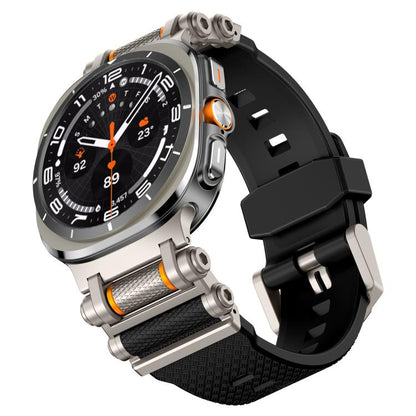 For Samsung Galaxy Watch Ultra 47mm / Ultra 2025 Metal Watch Connector Silicone Watch Band(Titanium Black) by bashfashion