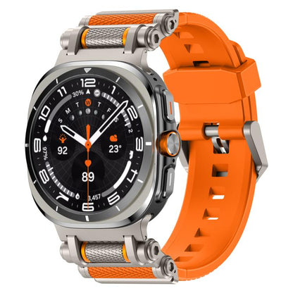 For Samsung Galaxy Watch Ultra 47mm / Ultra 2025 Metal Watch Connector Silicone Watch Band(Titanium Orange) by bashfashion
