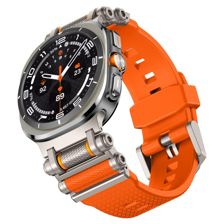 For Samsung Galaxy Watch Ultra 47mm / Ultra 2025 Metal Watch Connector Silicone Watch Band(Titanium Orange) by bashfashion