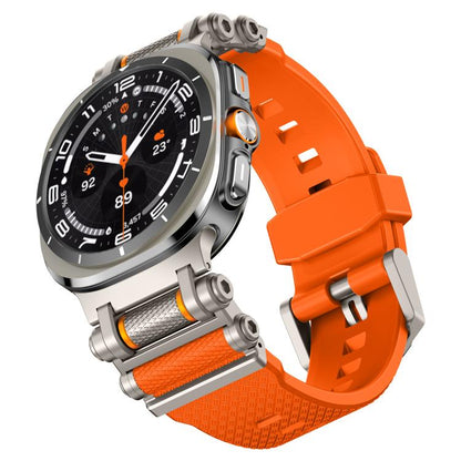 For Samsung Galaxy Watch Ultra 47mm / Ultra 2025 Metal Watch Connector Silicone Watch Band(Titanium Orange) by bashfashion