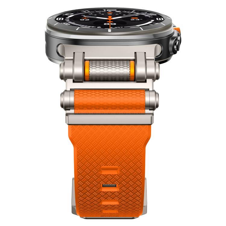 For Samsung Galaxy Watch Ultra 47mm / Ultra 2025 Metal Watch Connector Silicone Watch Band(Titanium Orange) by bashfashion