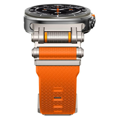 For Samsung Galaxy Watch Ultra 47mm / Ultra 2025 Metal Watch Connector Silicone Watch Band(Titanium Orange) by bashfashion