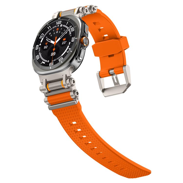 For Samsung Galaxy Watch Ultra 47mm / Ultra 2025 Metal Watch Connector Silicone Watch Band(Titanium Orange) by bashfashion