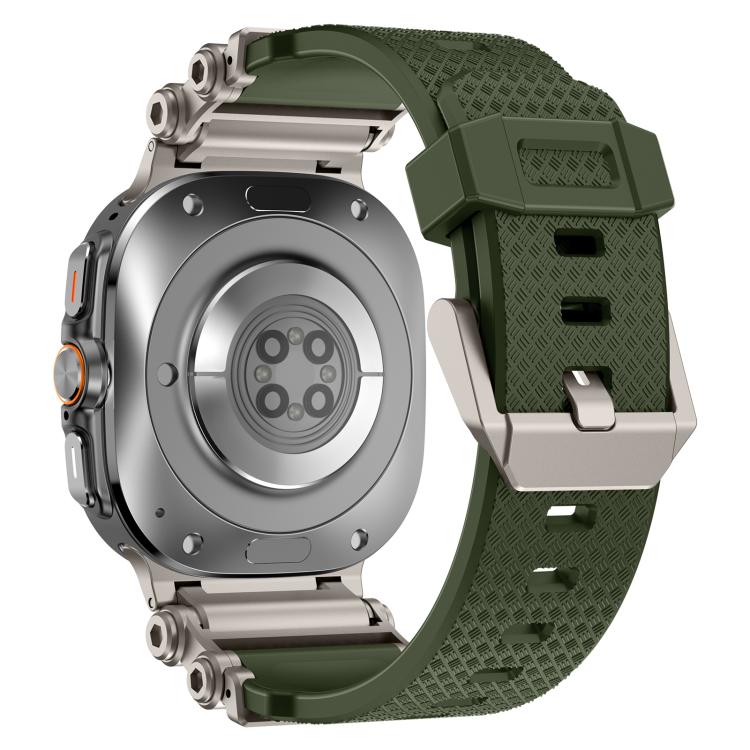 For Samsung Galaxy Watch Ultra 47mm / Ultra 2025 Metal Watch Connector Silicone Watch Band(Titanium Green) by bashfashion