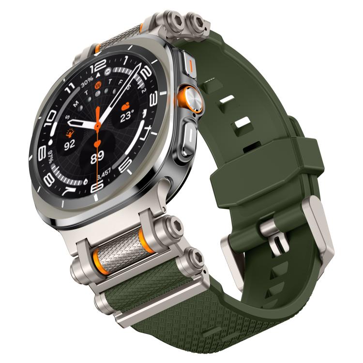For Samsung Galaxy Watch Ultra 47mm / Ultra 2025 Metal Watch Connector Silicone Watch Band(Titanium Green) by bashfashion