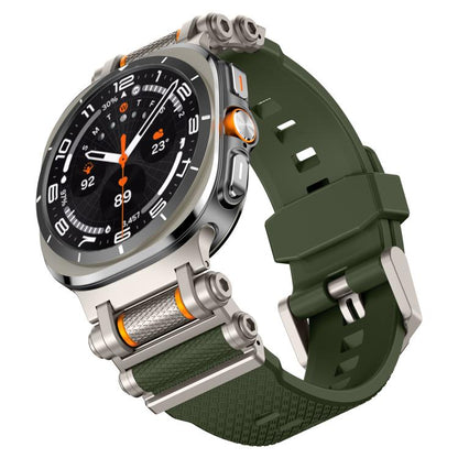For Samsung Galaxy Watch Ultra 47mm / Ultra 2025 Metal Watch Connector Silicone Watch Band(Titanium Green) by bashfashion