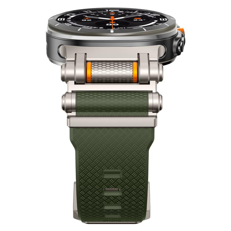 For Samsung Galaxy Watch Ultra 47mm / Ultra 2025 Metal Watch Connector Silicone Watch Band(Titanium Green) by bashfashion