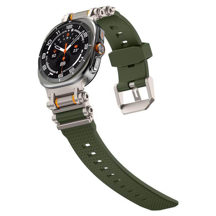 For Samsung Galaxy Watch Ultra 47mm / Ultra 2025 Metal Watch Connector Silicone Watch Band(Titanium Green) by bashfashion