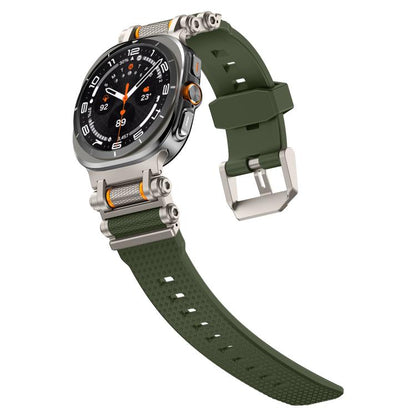 For Samsung Galaxy Watch Ultra 47mm / Ultra 2025 Metal Watch Connector Silicone Watch Band(Titanium Green) by bashfashion