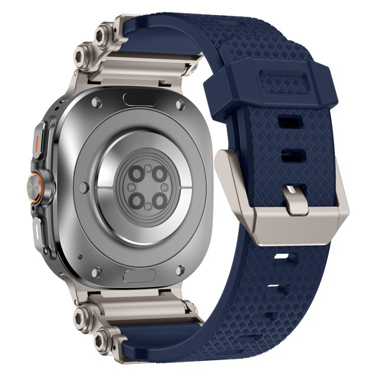 For Samsung Galaxy Watch Ultra 47mm / Ultra 2025 Metal Watch Connector Silicone Watch Band(Titanium Blue) by bashfashion