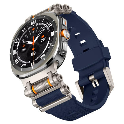 For Samsung Galaxy Watch Ultra 47mm / Ultra 2025 Metal Watch Connector Silicone Watch Band(Titanium Blue) by bashfashion