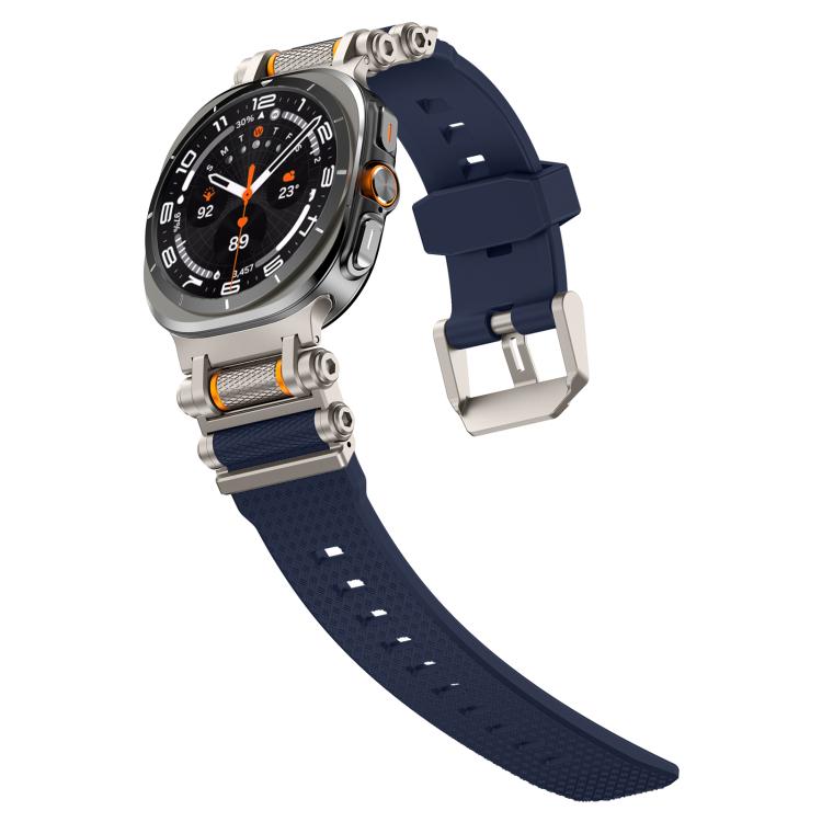 For Samsung Galaxy Watch Ultra 47mm / Ultra 2025 Metal Watch Connector Silicone Watch Band(Titanium Blue) by bashfashion
