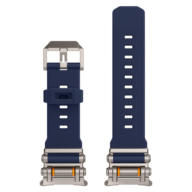 For Samsung Galaxy Watch Ultra 47mm / Ultra 2025 Metal Watch Connector Silicone Watch Band(Titanium Blue) by bashfashion