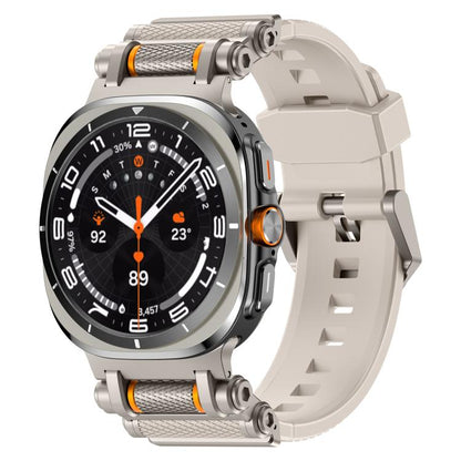 For Samsung Galaxy Watch Ultra 47mm / Ultra 2025 Metal Watch Connector Silicone Watch Band(Titanium Starlight) by bashfashion