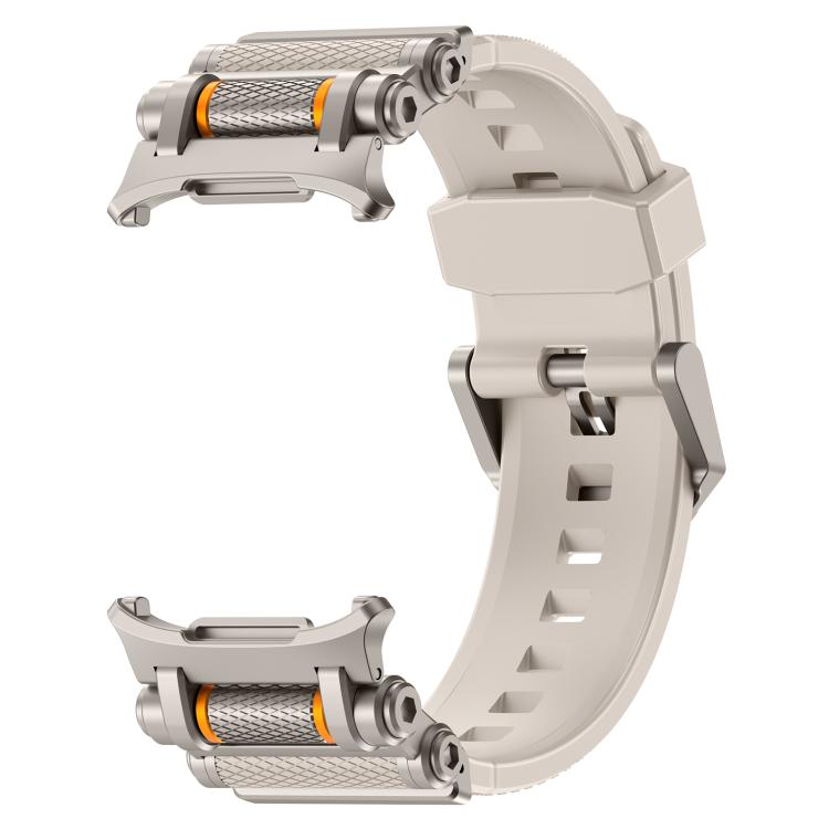 For Samsung Galaxy Watch Ultra 47mm / Ultra 2025 Metal Watch Connector Silicone Watch Band(Titanium Starlight) by bashfashion