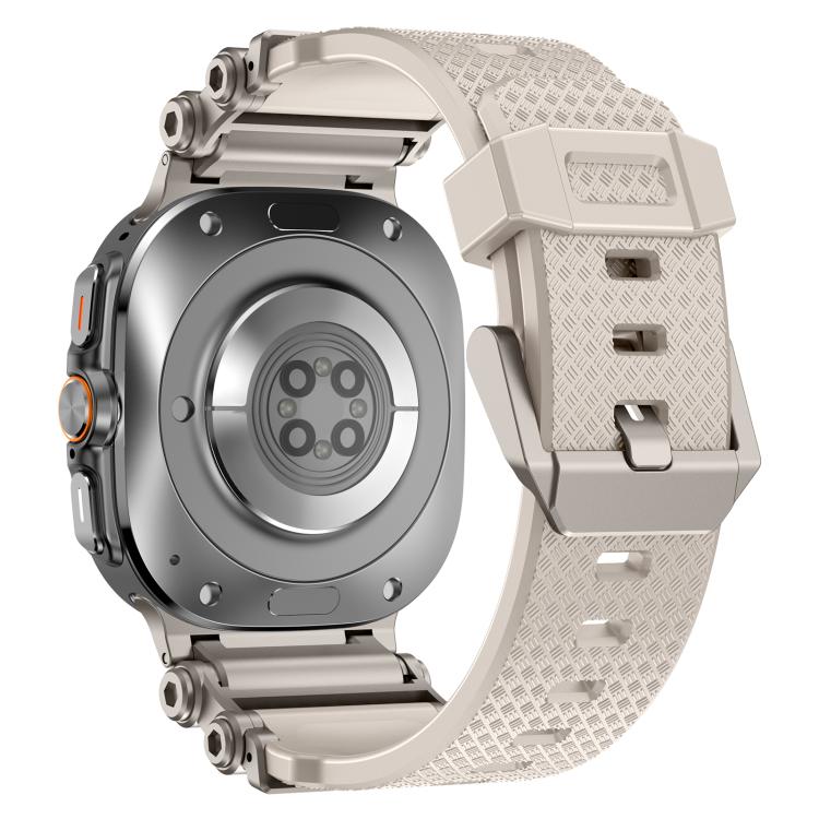 For Samsung Galaxy Watch Ultra 47mm / Ultra 2025 Metal Watch Connector Silicone Watch Band(Titanium Starlight) by bashfashion