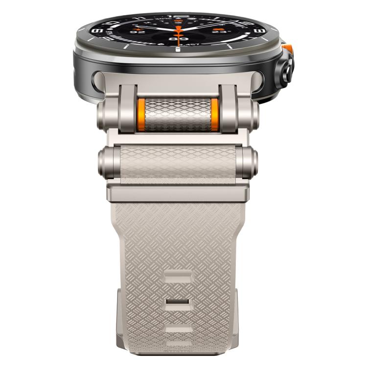 For Samsung Galaxy Watch Ultra 47mm / Ultra 2025 Metal Watch Connector Silicone Watch Band(Titanium Starlight) by bashfashion