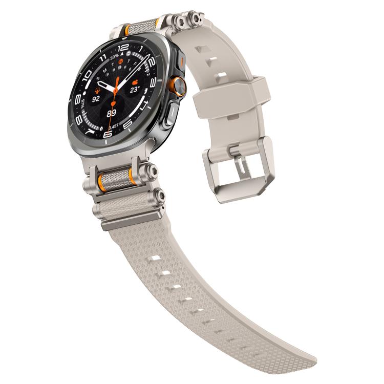 For Samsung Galaxy Watch Ultra 47mm / Ultra 2025 Metal Watch Connector Silicone Watch Band(Titanium Starlight) by bashfashion