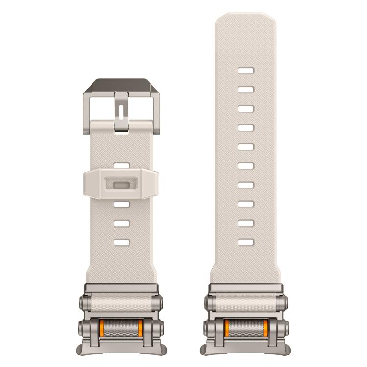 For Samsung Galaxy Watch Ultra 47mm / Ultra 2025 Metal Watch Connector Silicone Watch Band(Titanium Starlight) by bashfashion