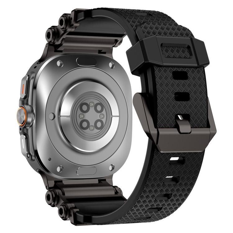 For Samsung Galaxy Watch Ultra 47mm / Ultra 2025 Metal Watch Connector Silicone Watch Band(Black Black) by bashfashion