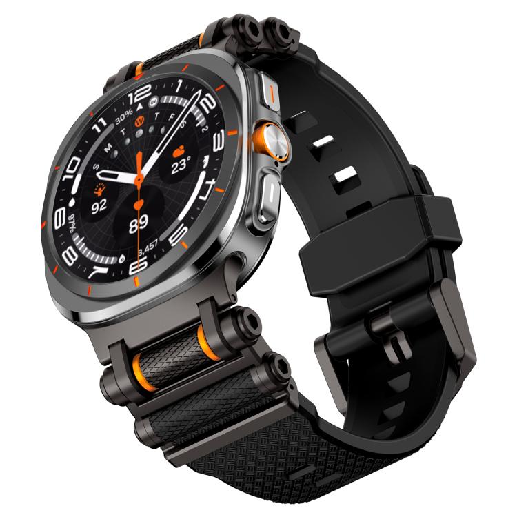 For Samsung Galaxy Watch Ultra 47mm / Ultra 2025 Metal Watch Connector Silicone Watch Band(Black Black) by bashfashion