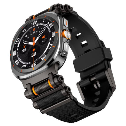 For Samsung Galaxy Watch Ultra 47mm / Ultra 2025 Metal Watch Connector Silicone Watch Band(Black Black) by bashfashion