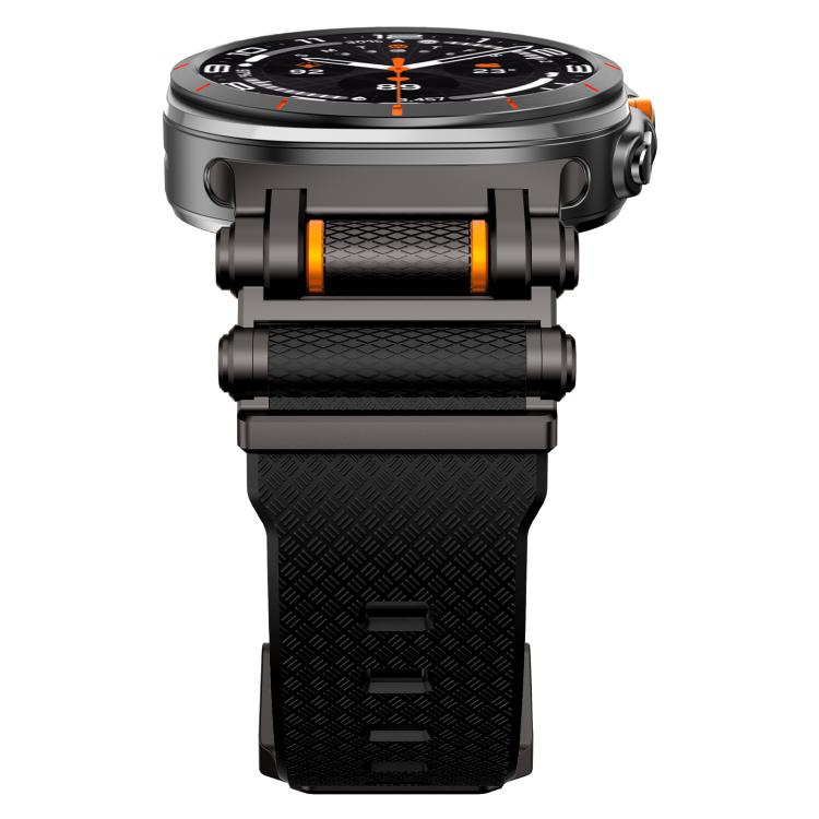 For Samsung Galaxy Watch Ultra 47mm / Ultra 2025 Metal Watch Connector Silicone Watch Band(Black Black) by bashfashion