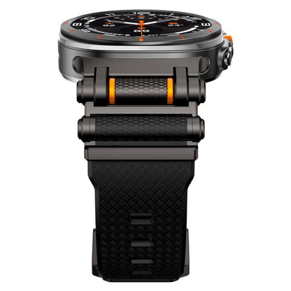 For Samsung Galaxy Watch Ultra 47mm / Ultra 2025 Metal Watch Connector Silicone Watch Band(Black Black) by bashfashion