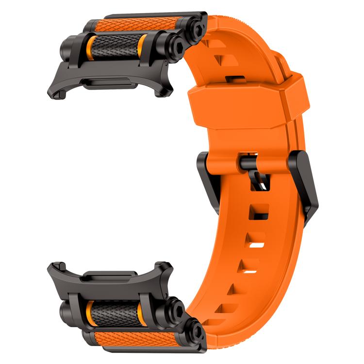 For Samsung Galaxy Watch Ultra 47mm / Ultra 2025 Metal Watch Connector Silicone Watch Band(Black Orange) by bashfashion