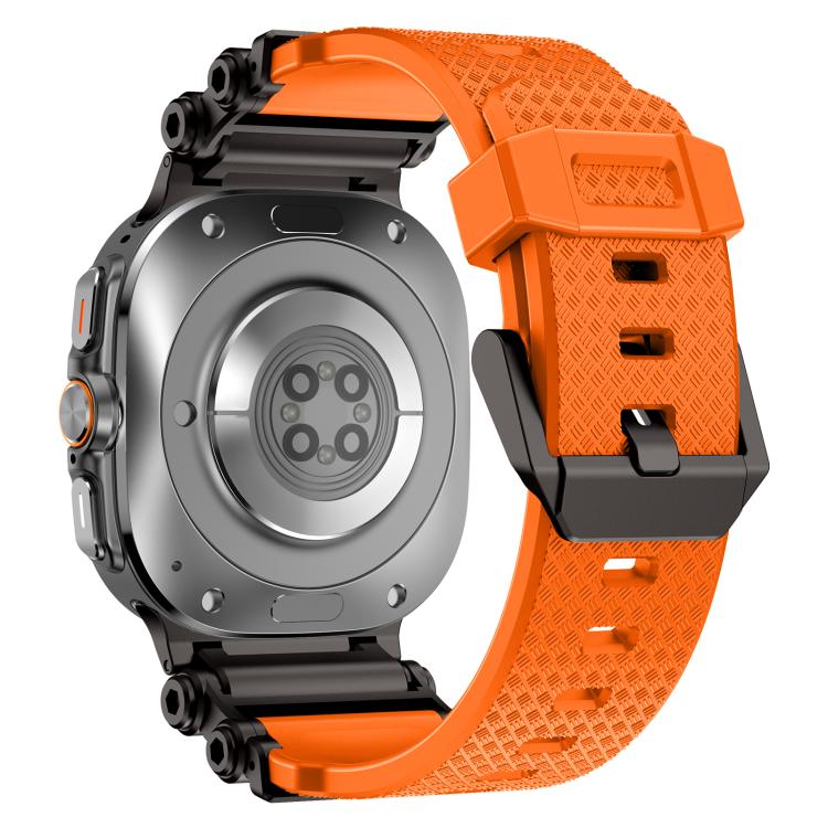 For Samsung Galaxy Watch Ultra 47mm / Ultra 2025 Metal Watch Connector Silicone Watch Band(Black Orange) by bashfashion