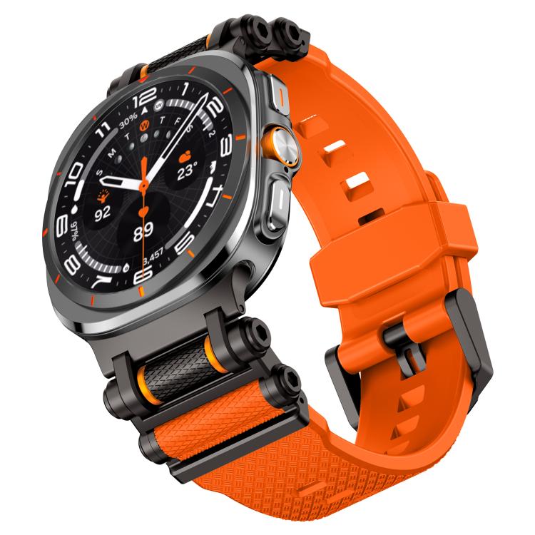 For Samsung Galaxy Watch Ultra 47mm / Ultra 2025 Metal Watch Connector Silicone Watch Band(Black Orange) by bashfashion