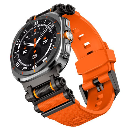 For Samsung Galaxy Watch Ultra 47mm / Ultra 2025 Metal Watch Connector Silicone Watch Band(Black Orange) by bashfashion