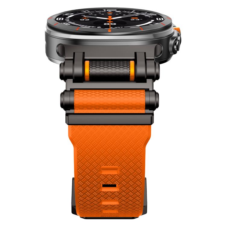 For Samsung Galaxy Watch Ultra 47mm / Ultra 2025 Metal Watch Connector Silicone Watch Band(Black Orange) by bashfashion
