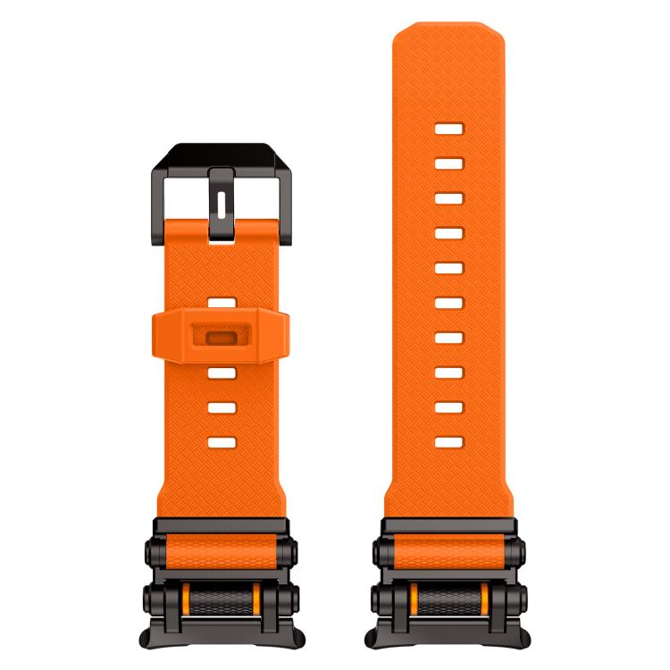 For Samsung Galaxy Watch Ultra 47mm / Ultra 2025 Metal Watch Connector Silicone Watch Band(Black Orange) by bashfashion