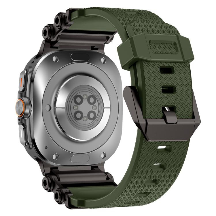 For Samsung Galaxy Watch Ultra 47mm / Ultra 2025 Metal Watch Connector Silicone Watch Band(Black Green) by bashfashion