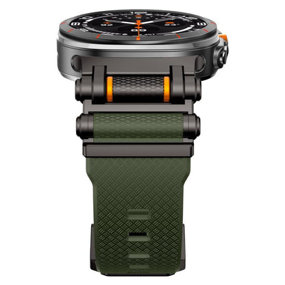 For Samsung Galaxy Watch Ultra 47mm / Ultra 2025 Metal Watch Connector Silicone Watch Band(Black Green) by bashfashion