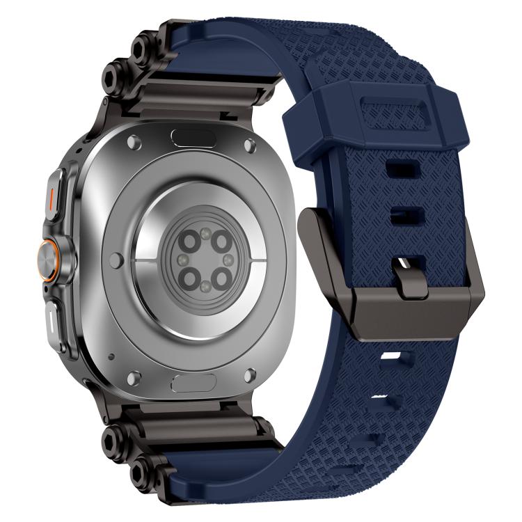 For Samsung Galaxy Watch Ultra 47mm / Ultra 2025 Metal Watch Connector Silicone Watch Band(Black Blue) by bashfashion