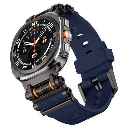 For Samsung Galaxy Watch Ultra 47mm / Ultra 2025 Metal Watch Connector Silicone Watch Band(Black Blue) by bashfashion