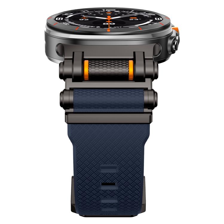 For Samsung Galaxy Watch Ultra 47mm / Ultra 2025 Metal Watch Connector Silicone Watch Band(Black Blue) by bashfashion