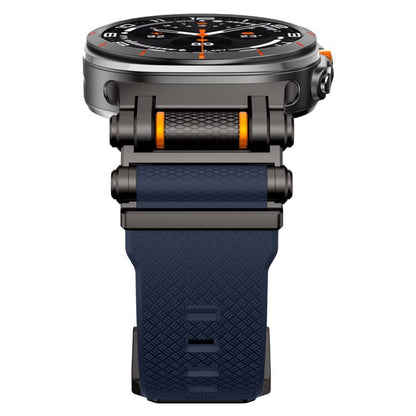 For Samsung Galaxy Watch Ultra 47mm / Ultra 2025 Metal Watch Connector Silicone Watch Band(Black Blue) by bashfashion