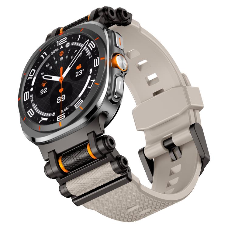 For Samsung Galaxy Watch Ultra 47mm / Ultra 2025 Metal Watch Connector Silicone Watch Band(Black Starlight) by bashfashion