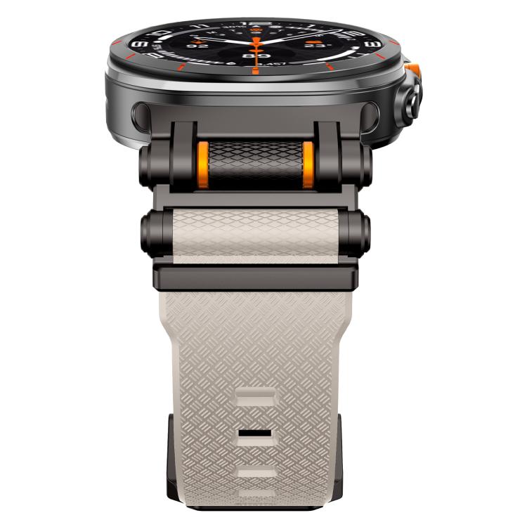 For Samsung Galaxy Watch Ultra 47mm / Ultra 2025 Metal Watch Connector Silicone Watch Band(Black Starlight) by bashfashion