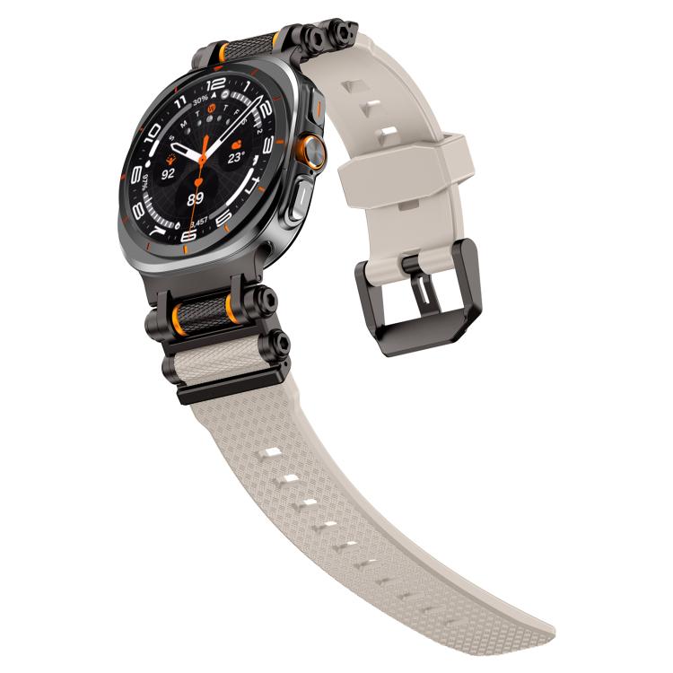 For Samsung Galaxy Watch Ultra 47mm / Ultra 2025 Metal Watch Connector Silicone Watch Band(Black Starlight) by bashfashion