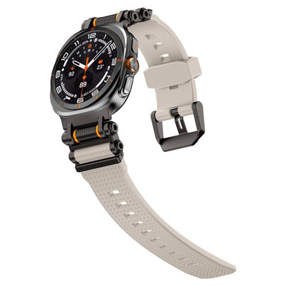 For Samsung Galaxy Watch Ultra 47mm / Ultra 2025 Metal Watch Connector Silicone Watch Band(Black Starlight) by bashfashion