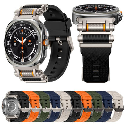 For Samsung Galaxy Watch Ultra 47mm / Ultra 2025 Metal Watch Connector Silicone Watch Band(Black Black) by bashfashion