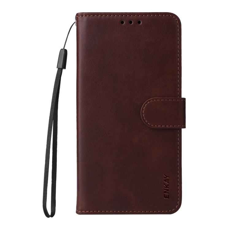 For iPhone Air ENKAY Card Wallet Calf Texture Leather Phone Case with Thickened Glue No White Edge Film(Brown) by ENKAY