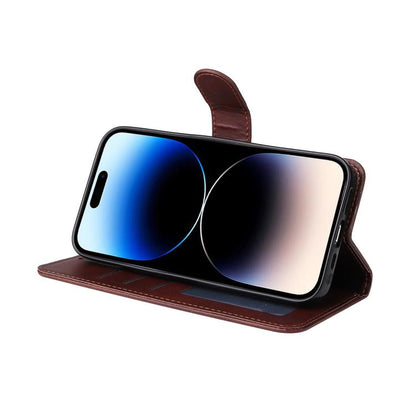 For iPhone 16 Pro ENKAY Card Wallet Calf Texture Leather Phone Case with Thickened Glue No White Edge Film(Pink) by ENKAY